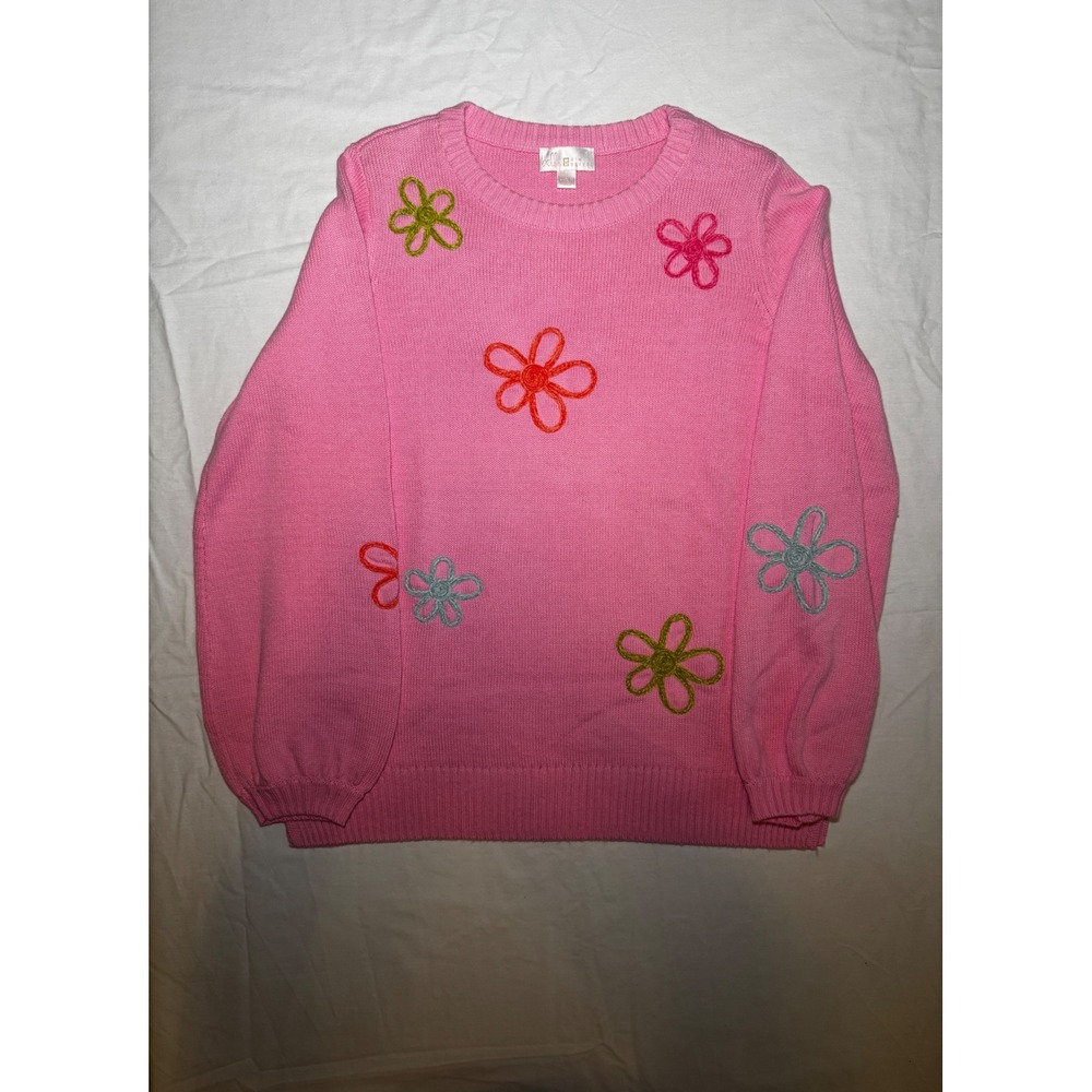Belle by Kim Gravel Pink Daisy Flower Cottage Coquette Whimsy Twee Sweater S
